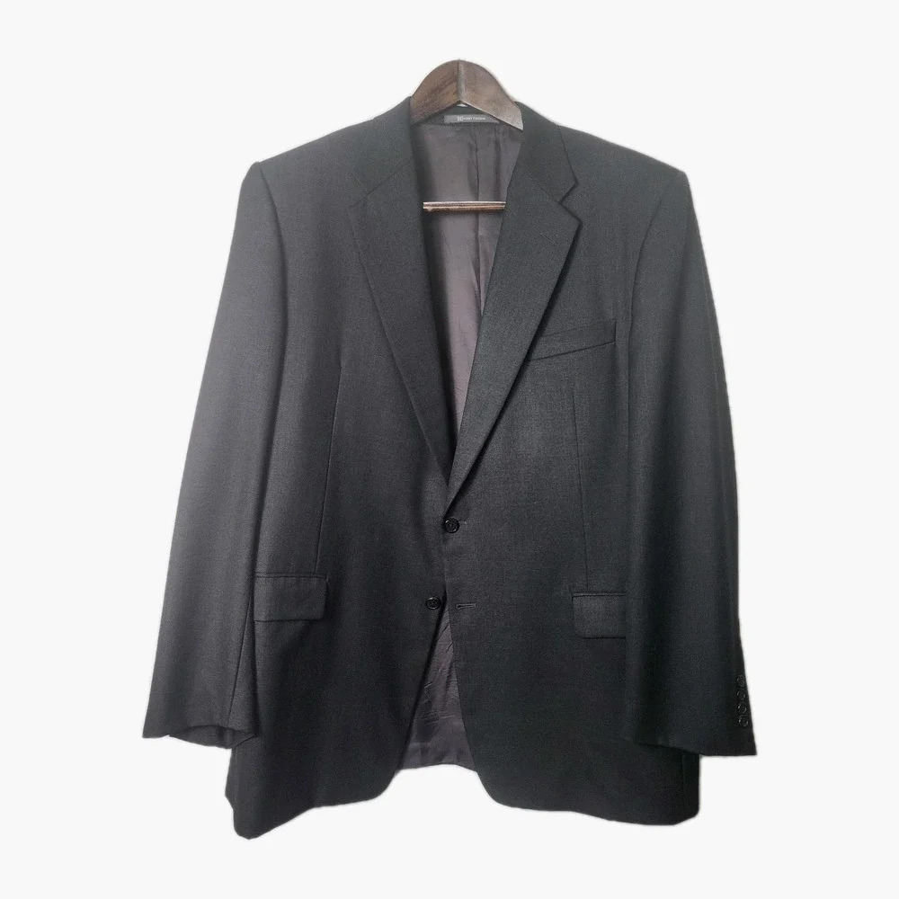 Hickey Freeman Loro Piana Tasmanian Super 130s Wool Jacket 48L Gray Career Event